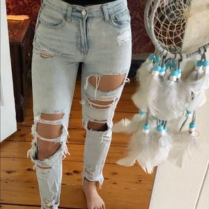 American Eagle Distressed High Waist Mom Jeans